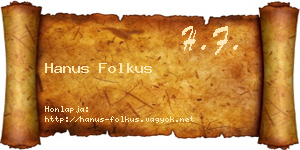 Hanus Folkus névjegykártya
